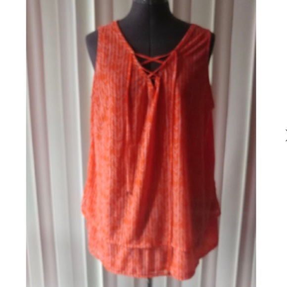 Worthington Women Medium Tunic Top Sleeveless Boho Sheer Lined Stretch - Picture 7 of 12